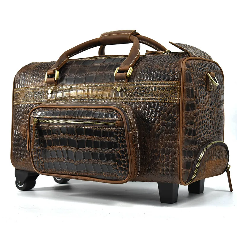 Large Leather Capacity Trolley Bag Hand Luggage Bag