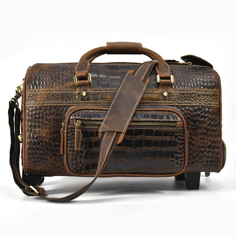 Large Leather Capacity Trolley Bag Hand Luggage Bag