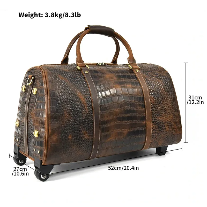 Large Leather Capacity Trolley Bag Hand Luggage Bag