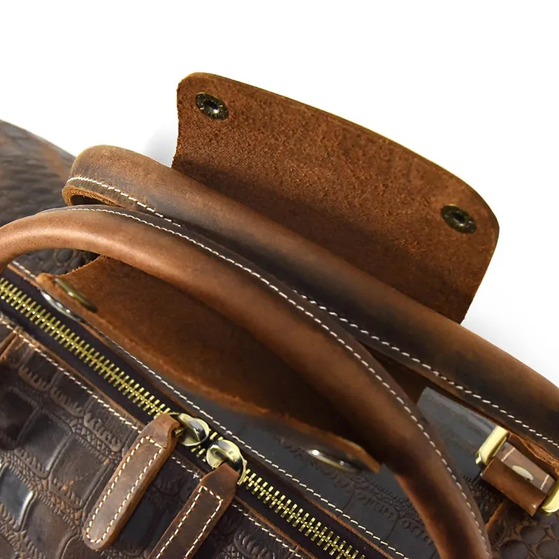 Large Leather Capacity Trolley Bag Hand Luggage Bag