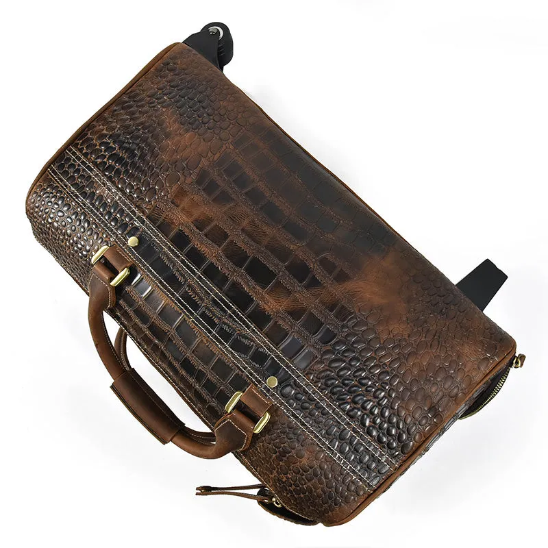 Large Leather Capacity Trolley Bag Hand Luggage Bag