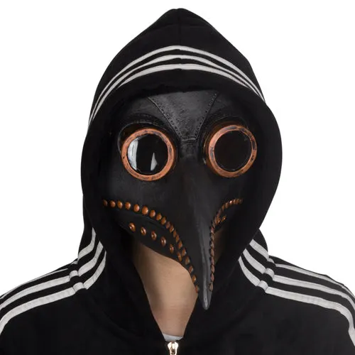 Latex Plague Doctor Mask with brass finish