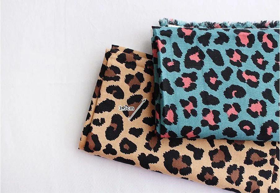Leopard Print Cotton Fabric, Animal Print Fabric - Beige, Mint or Gray - By Half Yard 105562 / 16680