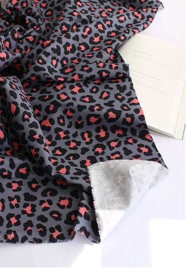 Leopard Print Cotton Fabric, Animal Print Fabric - Beige, Mint or Gray - By Half Yard 105562 / 16680