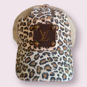Leopard Repurposed Caps, Upcycled Cap