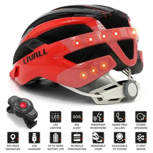 LIVALL MTI NEO Smart Cycling Helmet - Black/Red