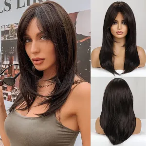 Long Brown Layered Wigs for Women