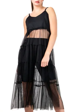 Long Tulle Trimmed Tank