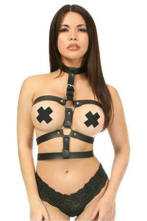 Matte Black Vegan Leather Body Harness - Regular