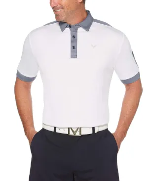 Mens Birdseye Color Block Polo