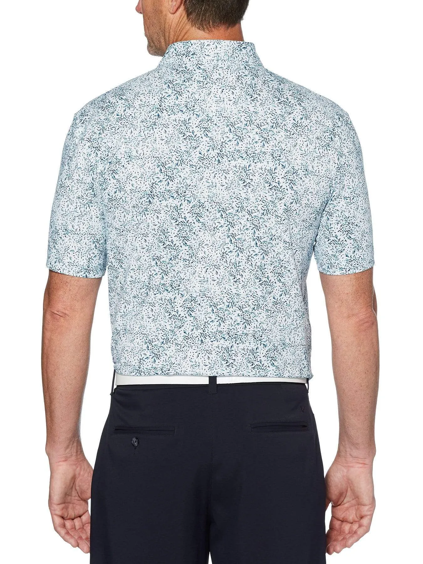 Mens Textured Print Polo