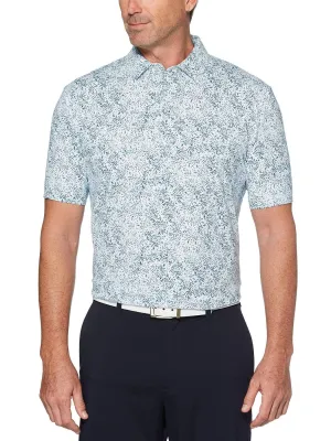 Mens Textured Print Polo