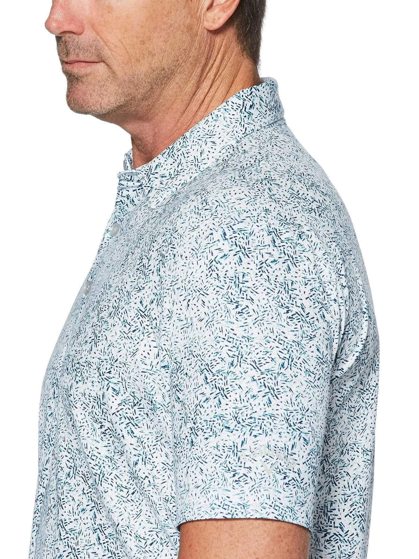Mens Textured Print Polo