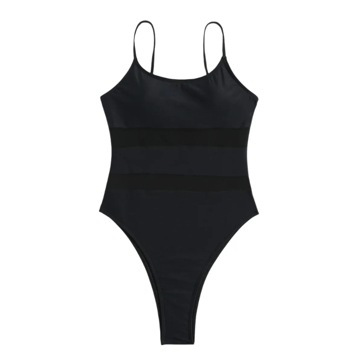 Mesh Panel Spaghetti Strap Swimsuit