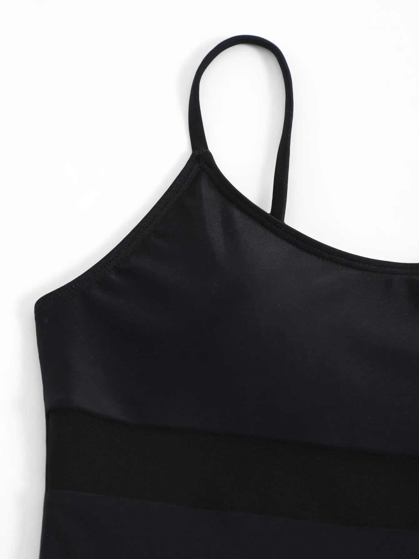 Mesh Panel Spaghetti Strap Swimsuit