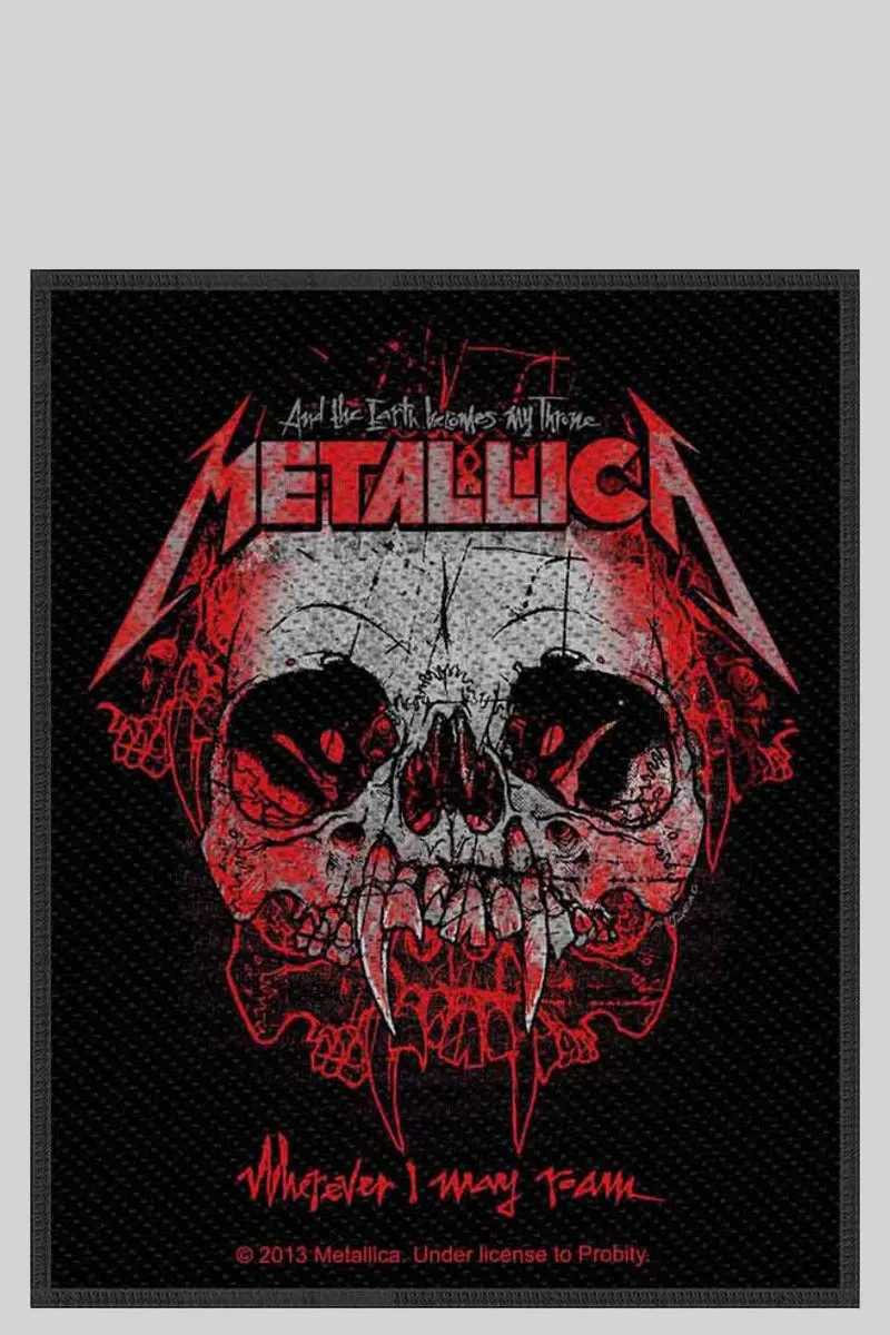 Metallica Woven Patch: Wherever I May Roam 2013 Skull Design