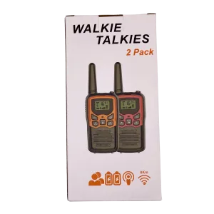 MOICO Long Range Walkie Talkies with LED Flashlight | 22 FRS Channels | Orange 2-Pack