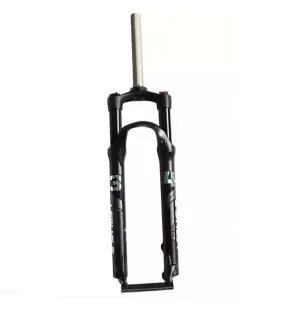 MTB Bike Fork - 26" 28.6mm, Spring Suspension, 10cm travel, Aluminum, Black