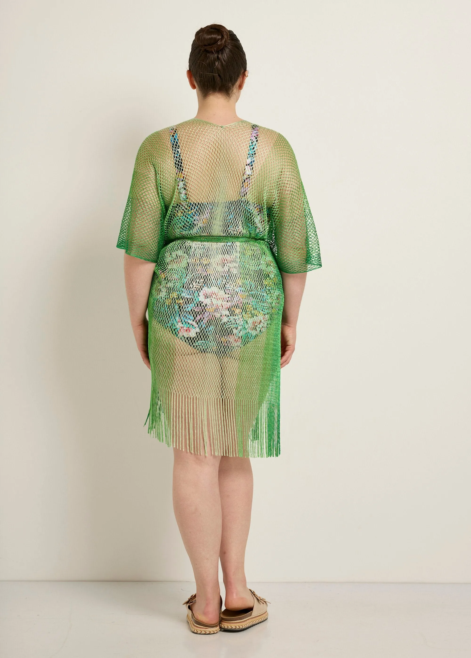 Multicolored mesh beach dress