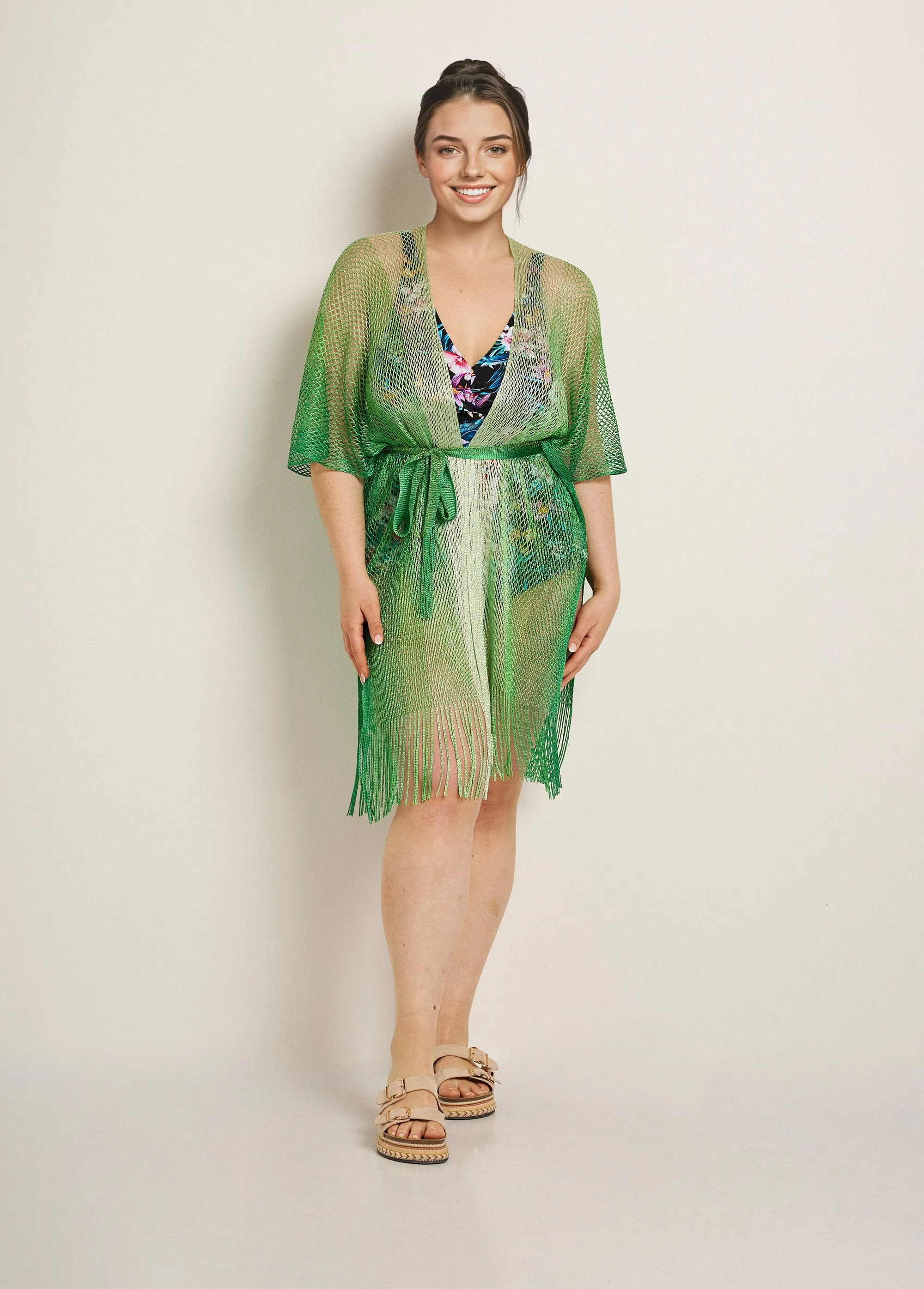 Multicolored mesh beach dress