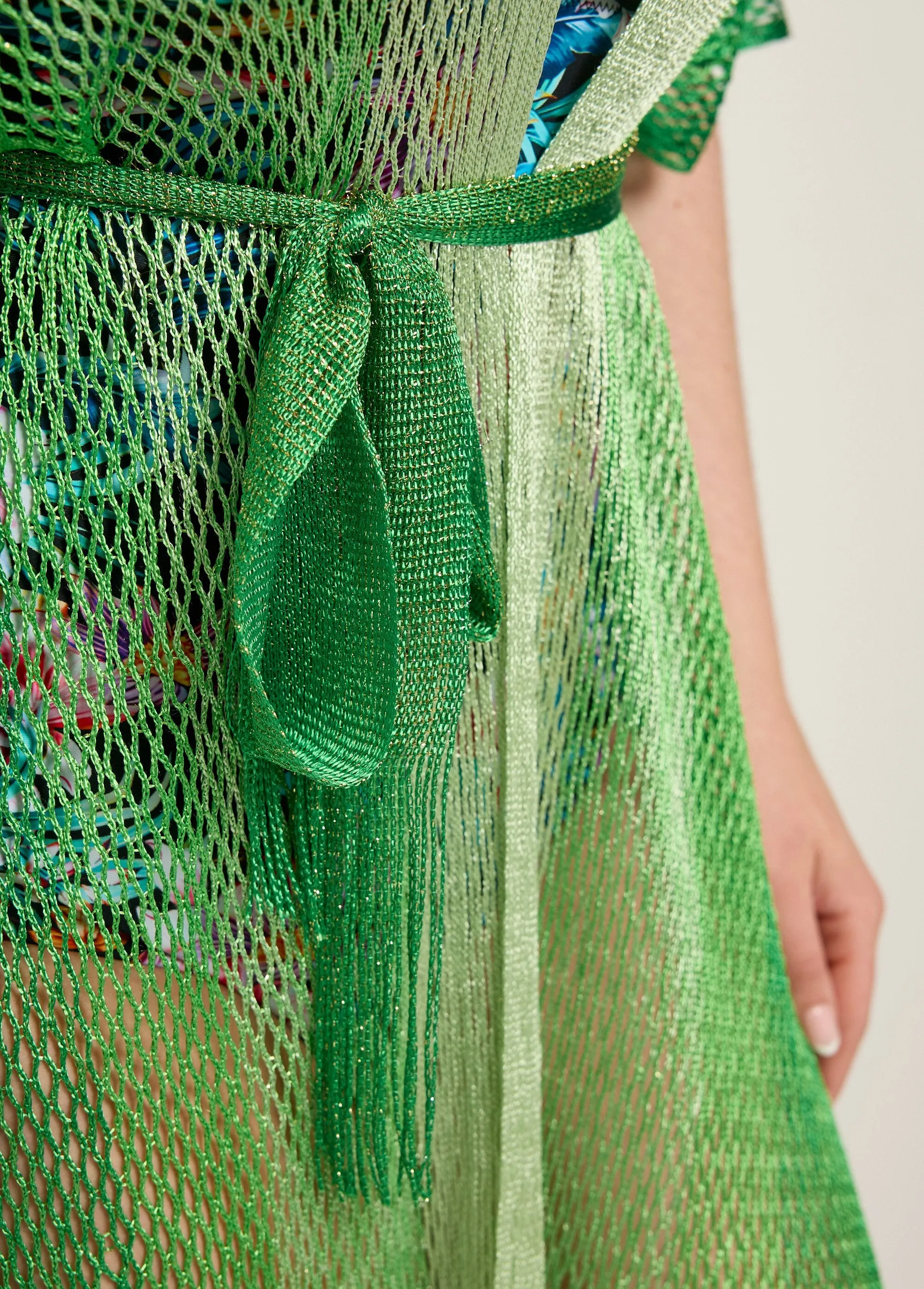 Multicolored mesh beach dress