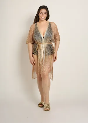 Multicolored mesh beach dress