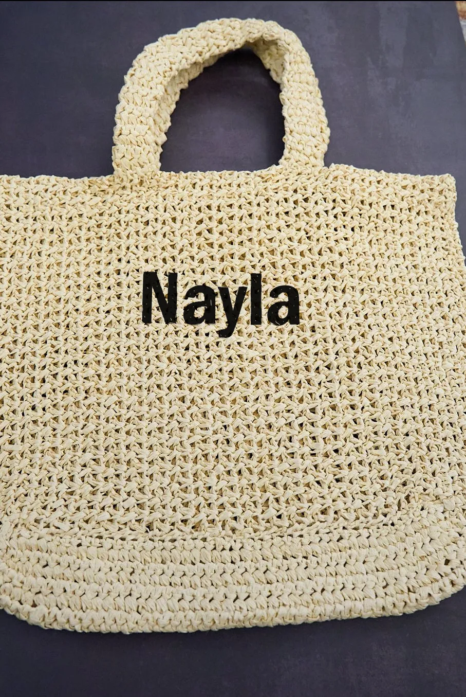 Natural Personalized Large Tote Bag