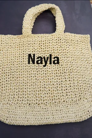 Natural Personalized Large Tote Bag