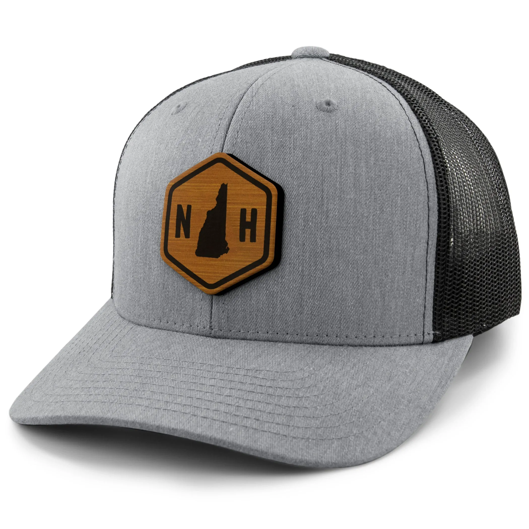 New Hampshire State Sign Wood Grain Patch Classic Snapback Trucker
