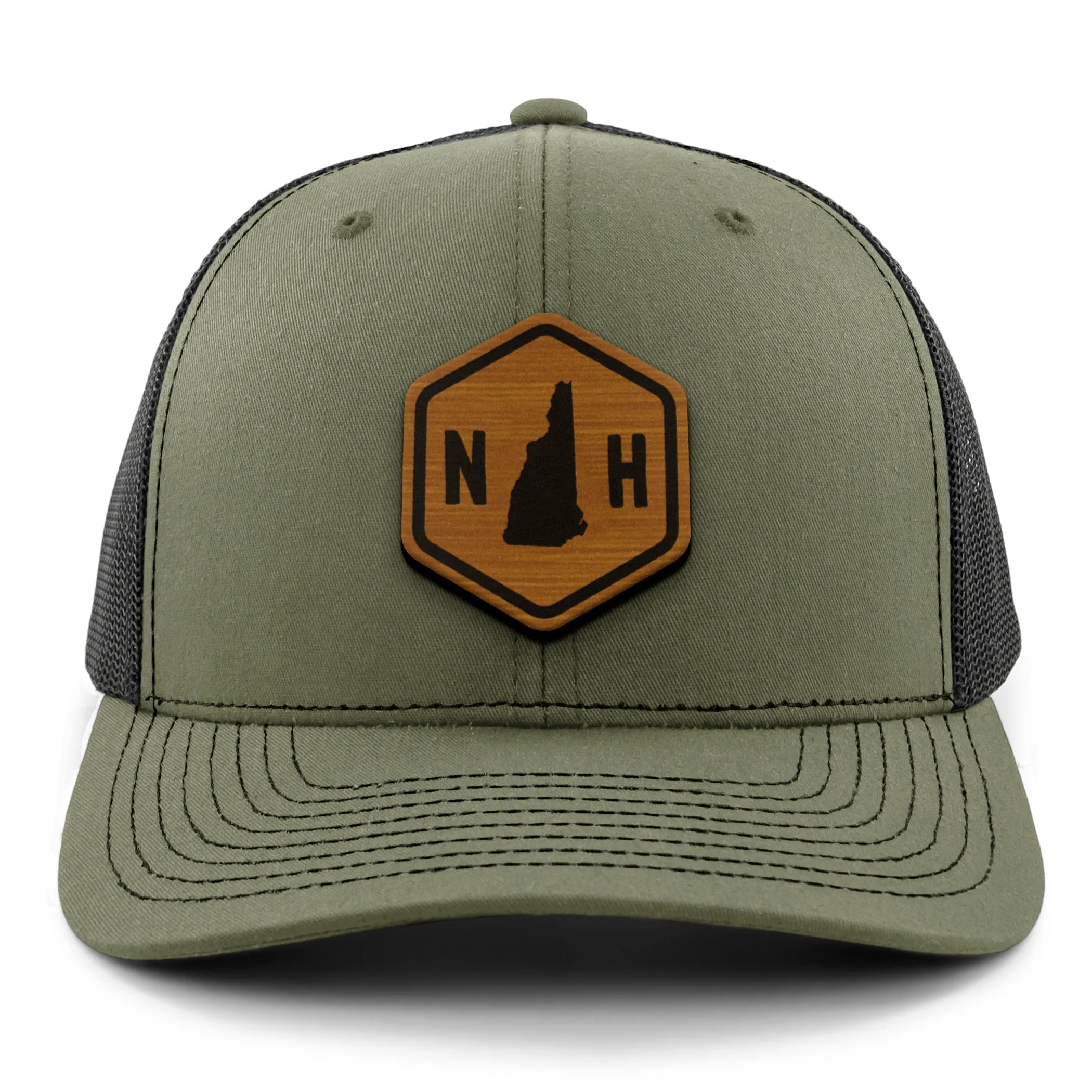 New Hampshire State Sign Wood Grain Patch Classic Snapback Trucker