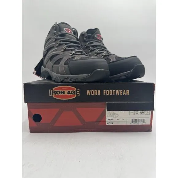 NEW Iron Age SURVEYOR Men's Hiking Boot Grey/Black US Size 11 Wide NIB