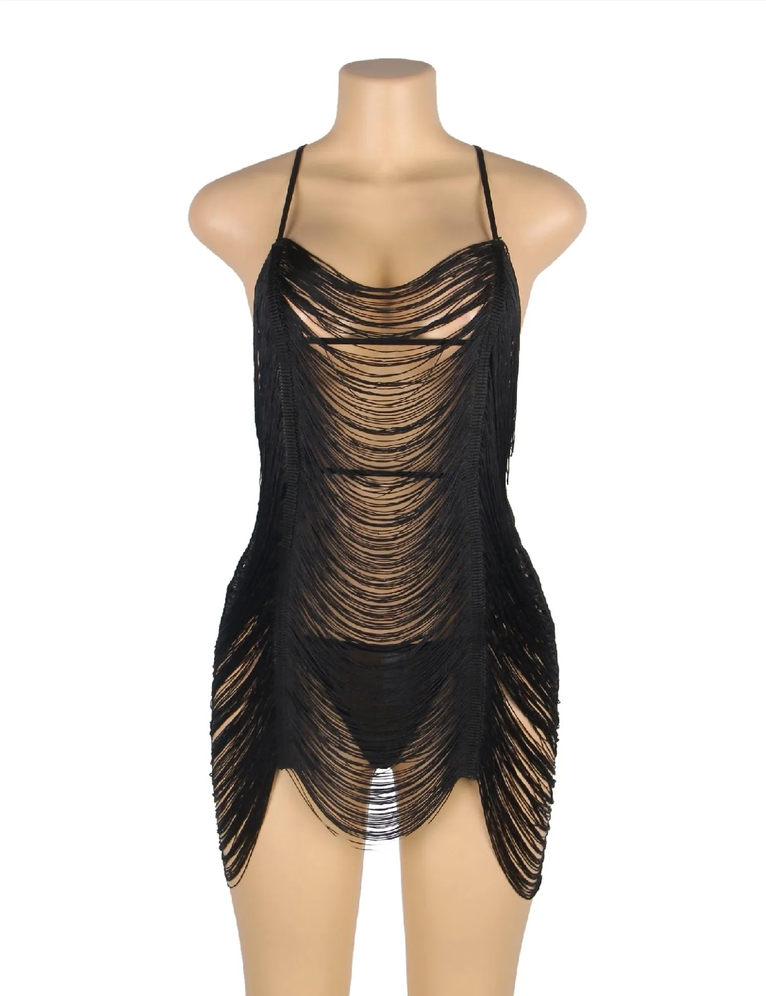 New Purple Plus Size Tassel Hollow Sexy Beach Babydoll Egypt
