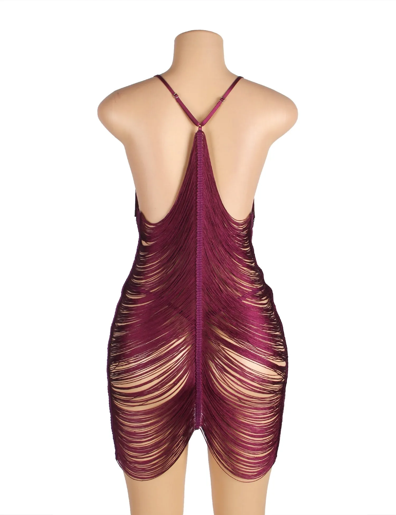New Purple Plus Size Tassel Hollow Sexy Beach Babydoll Egypt