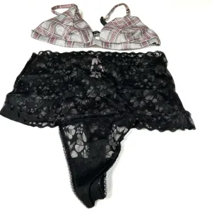 NEW Victorias Secret Large Bra Bralette Panty Set Unlined High Waist Thong #1840