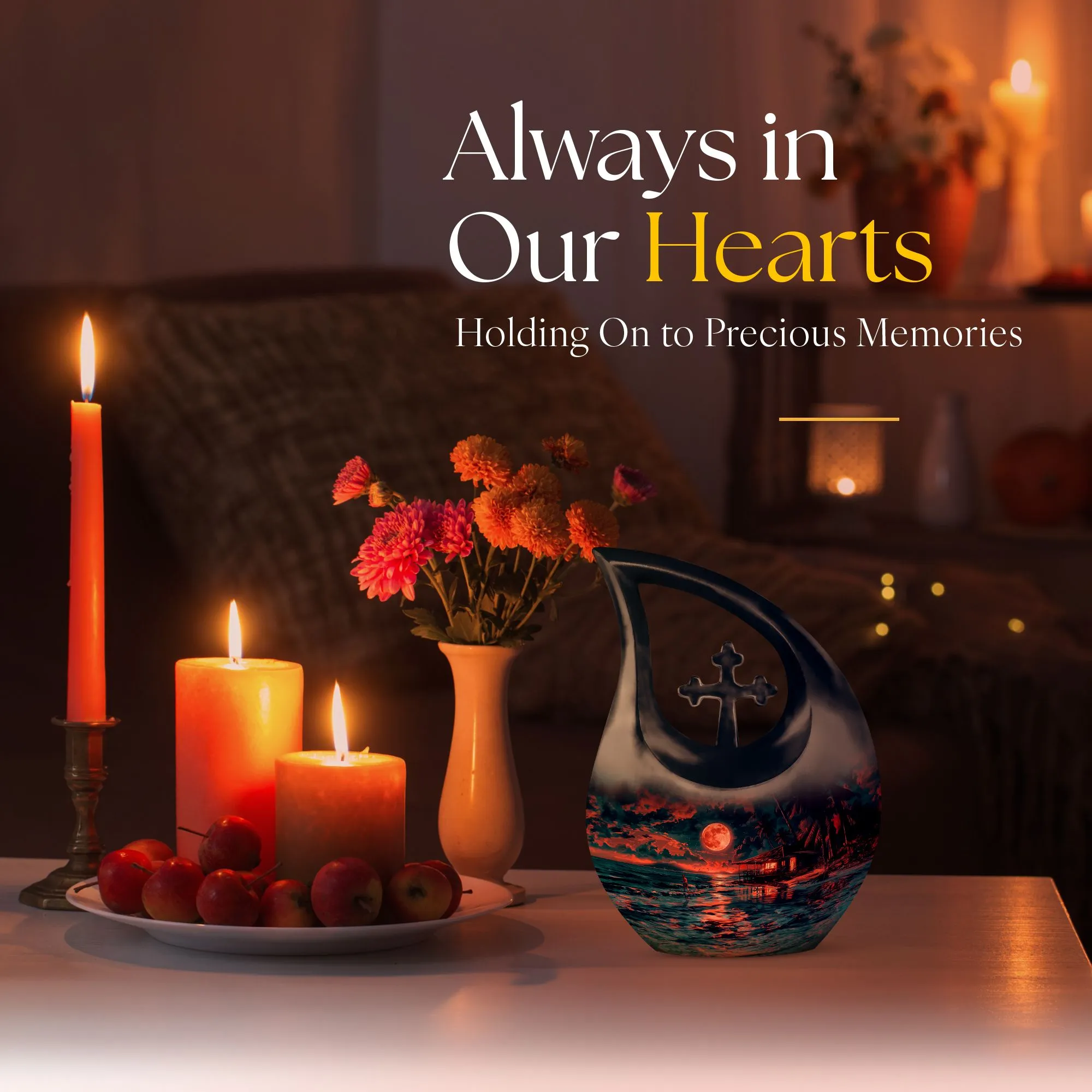 Night Beach Cross Drop Custom Memorial Urn for Ashes