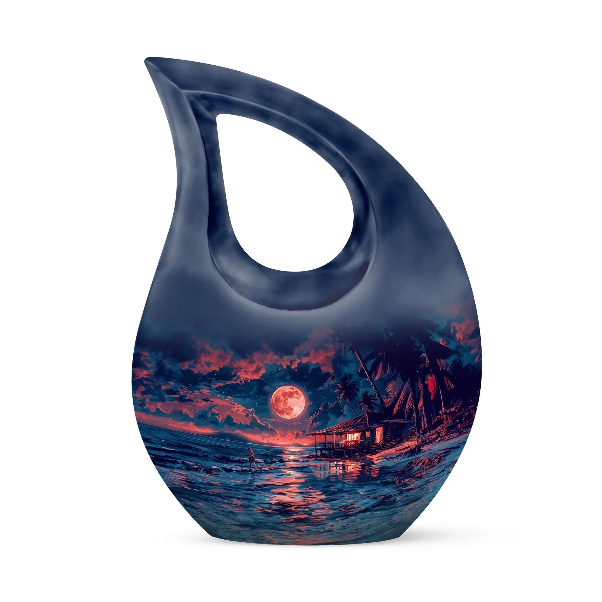 Night Beach Cross Drop Custom Memorial Urn for Ashes