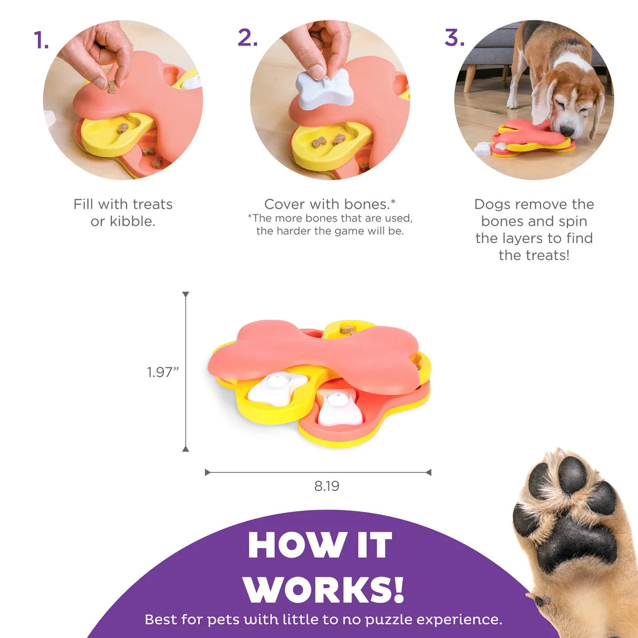Nina Ottosson Dog Tornado Interactive Dog Toy Small Yellow/Pink