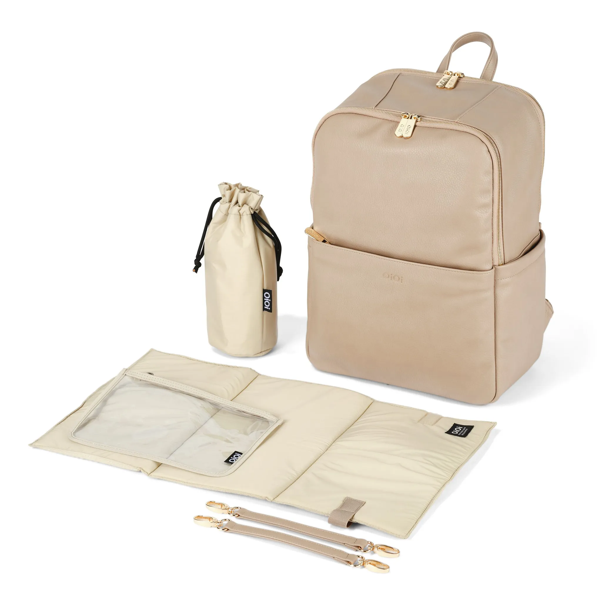 OiOi - Multitasker Nappy Backpack - Oat Vegan Leather