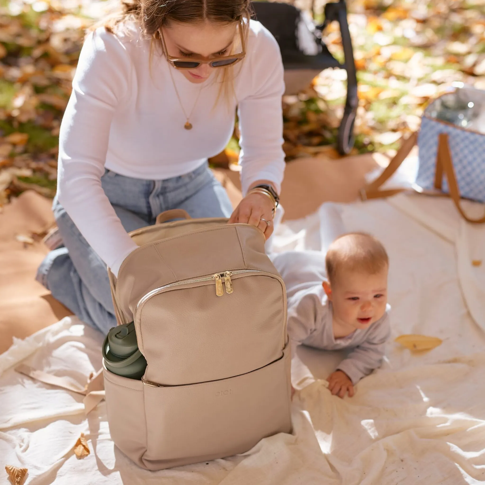 OiOi - Multitasker Nappy Backpack - Oat Vegan Leather