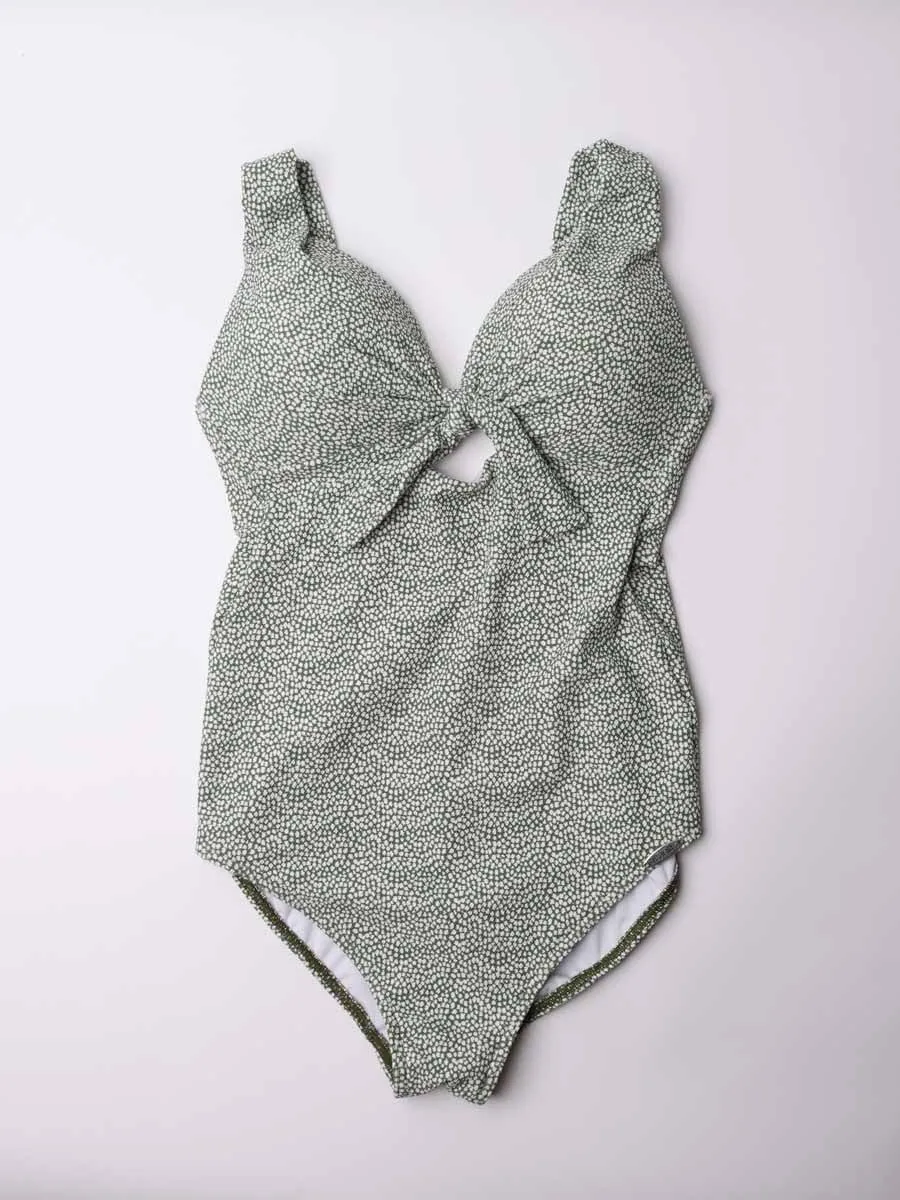 One Piece Keyhole In Green/White