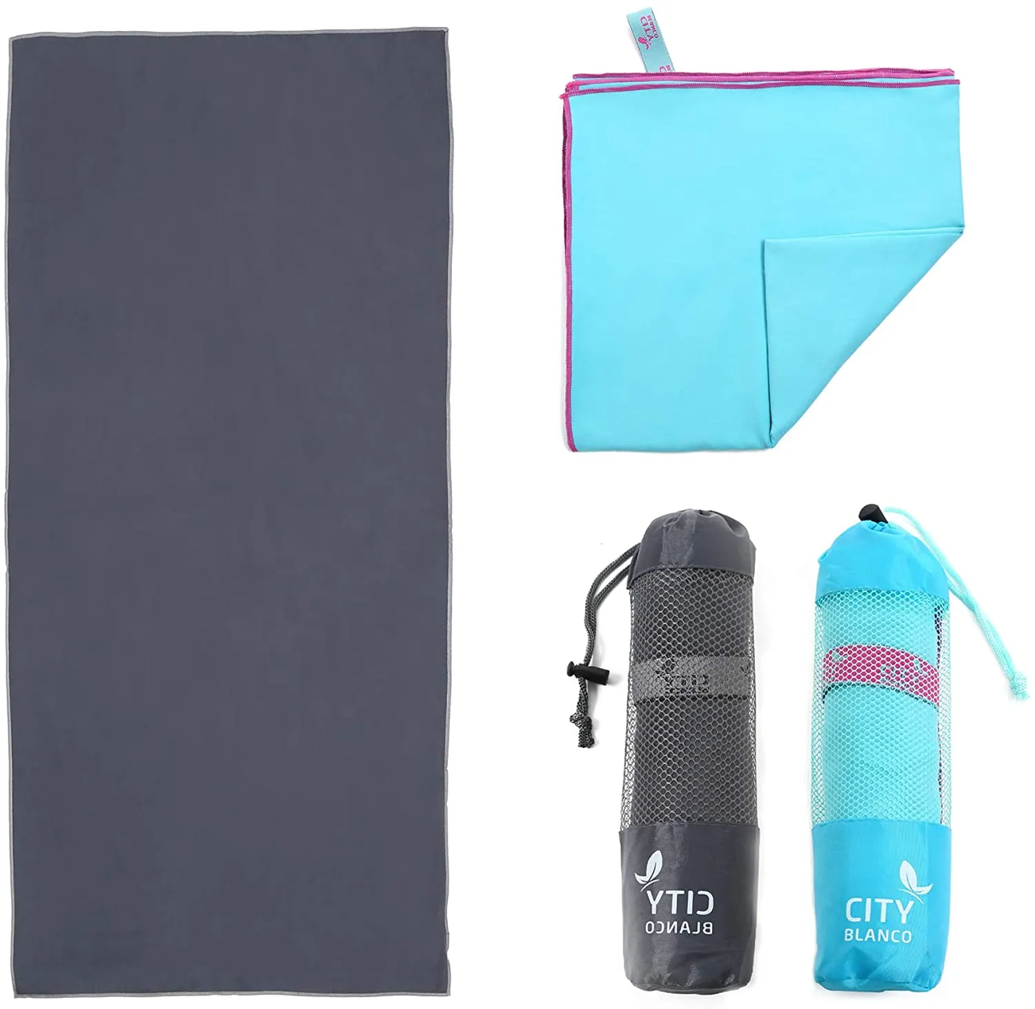 Oteas - 2 toallas de microfibra de secado rápido de 60.0 x 28.0 in para yoga, camping, viajes, playa, mochilero, gimnasio, deportes y natación, ligeras, de secado rápido y absorbentes