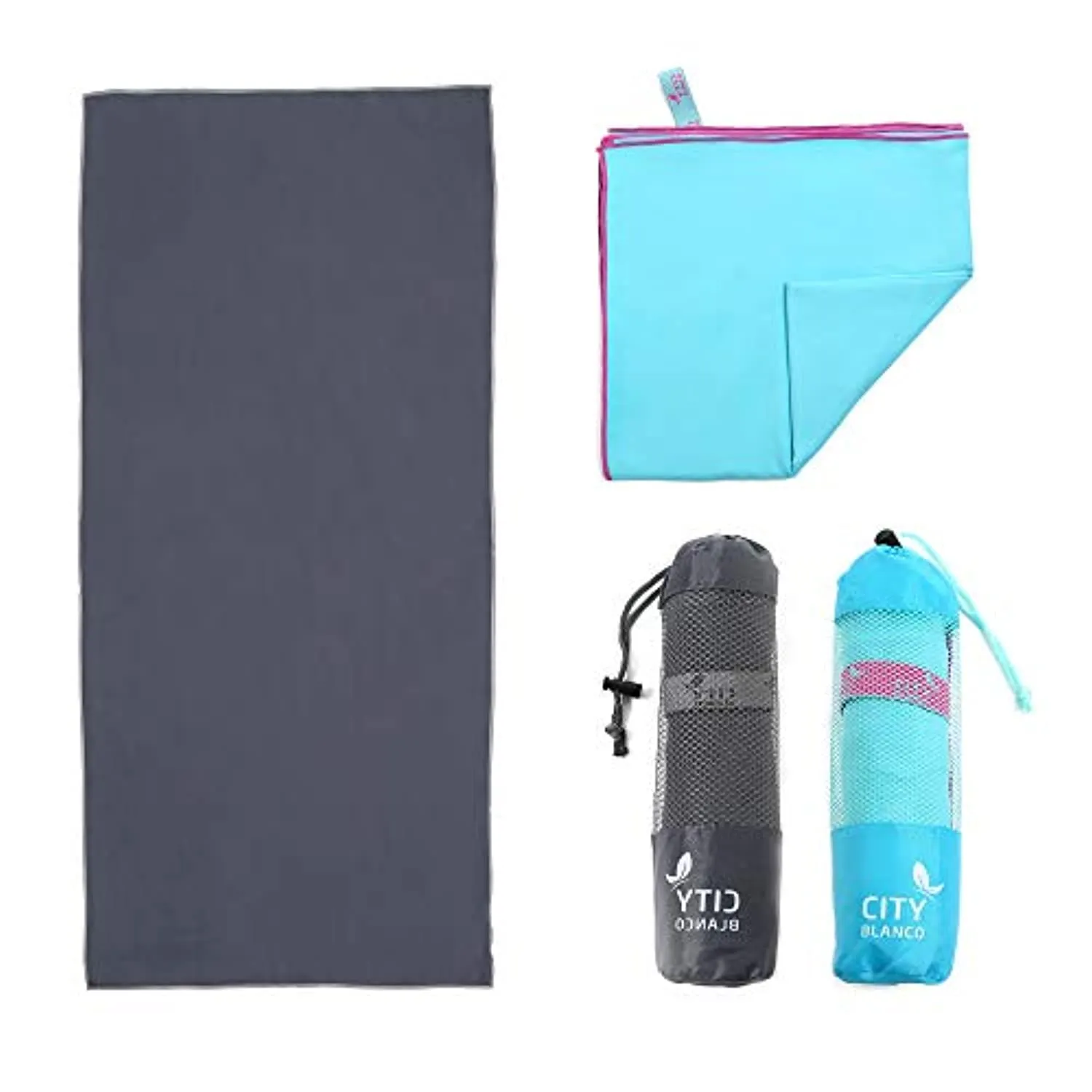 Oteas - 2 toallas de microfibra de secado rápido de 60.0 x 28.0 in para yoga, camping, viajes, playa, mochilero, gimnasio, deportes y natación, ligeras, de secado rápido y absorbentes