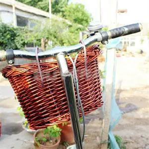 Outdoor Classic Style Rustic Basket Willow Straps Cycling Bicycle Wicker Manual Basket