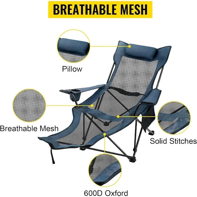 Outdoor Folding Camp Chair with Backrest and Footrest – Ultimate Comfort for Outdoor Adventures