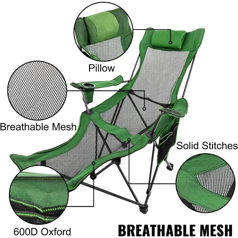 Outdoor Folding Camp Chair with Backrest and Footrest – Ultimate Comfort for Outdoor Adventures