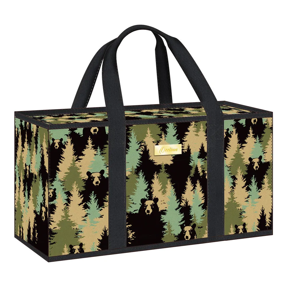 Personalized Large Utility Tote with American Black Bear, Forest Encounter Design