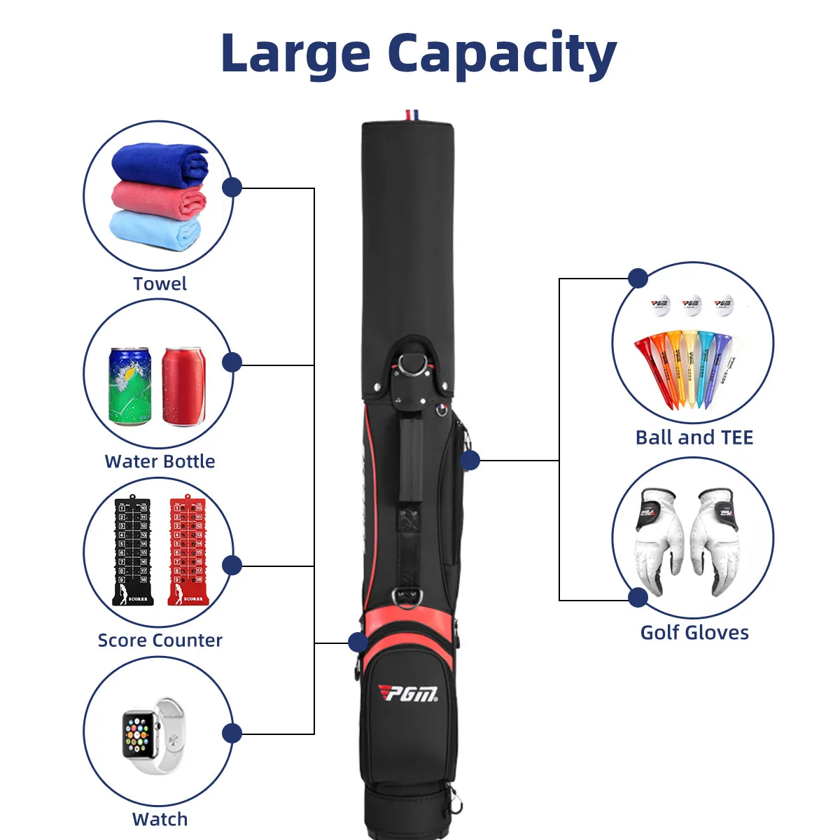PGM QIAB024 navy pencil nylon golf bag personal nylon golf stand bag