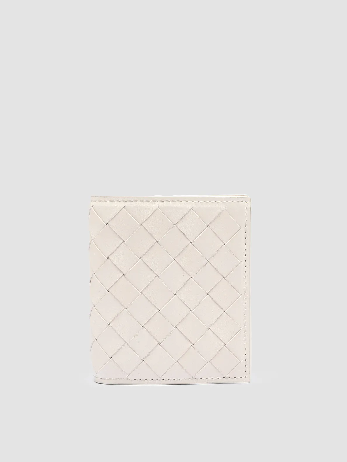 POCHE 111 - White Woven Leather bifold wallet