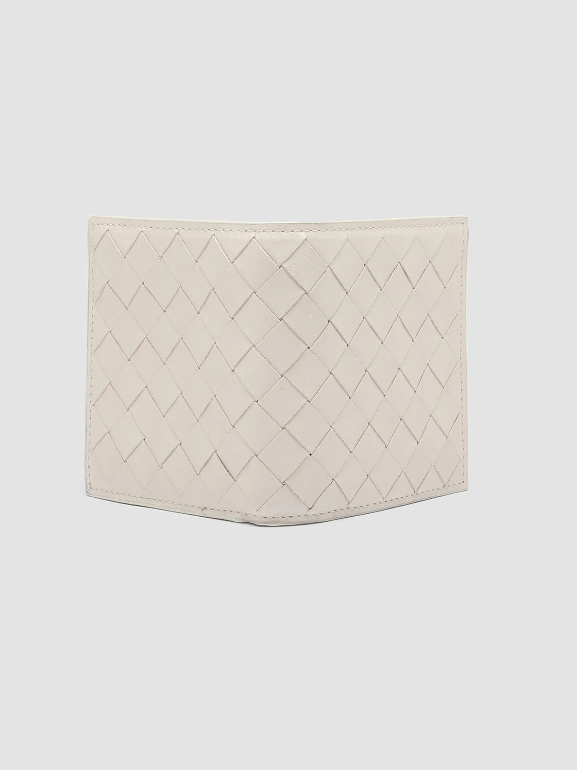 POCHE 111 - White Woven Leather bifold wallet