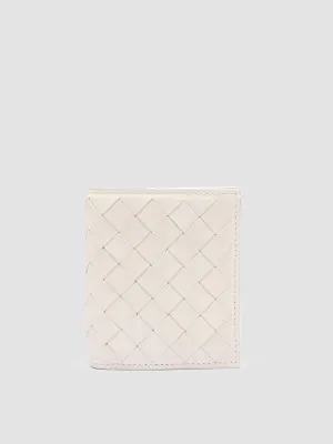 POCHE 111 - White Woven Leather bifold wallet